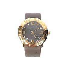 Marc Jacobs Watch Amy Womens Gold Tone Stainless Steel Leather Strap Wrist Read 