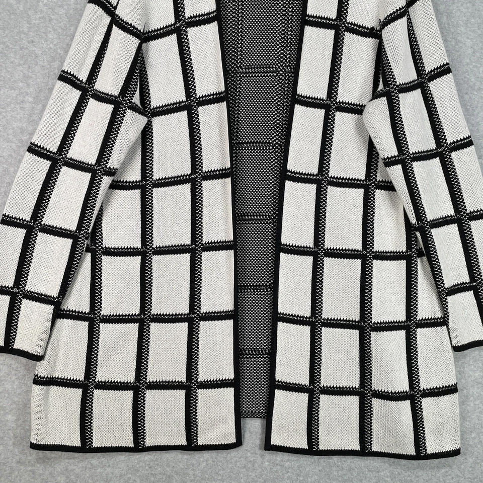 Pendleton Knit Cardigan Sweater Womens 2X White Black Check Long Sleeve - Image 3 of 4
