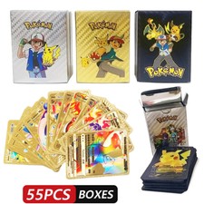 55PCS Pokemon Card Foil GOLD PACK 55 CARDS TCG GX Vmax GX Card Charizard Rare