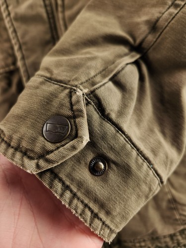 Levis kleine grüne Cargojacke durchgehender Reißverschluss Druckknopf gefüttert hoher Kragen Mantel Taschen Herren - Bild 20 von 23