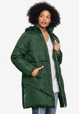 Womens Jacket Hooded Puff Size 4x Zippered Ellos + Help Feed