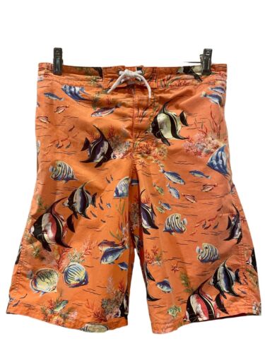 Polo Ralph Lauren Boys Swim Trunks Youth Size L 14-16 Orange Fish Swimwear - Foto 1 di 18