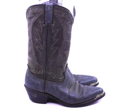 DURANGO Boots Mens Sz 7.5 D Western Pull Dark Charcoal Gray Stitched Design USA