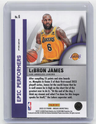 2022-23 Panini Mosaic #6 LeBron James Epic Performers Mosaic Green
