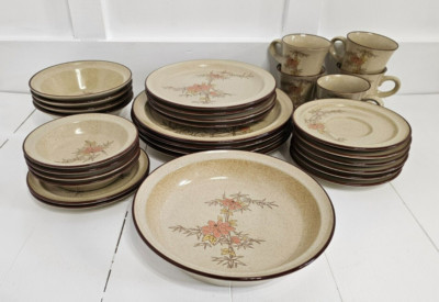 Vintage Noritake Rapport Stoneware Dinnerware Set - 1970's Japan Dinnerware Set