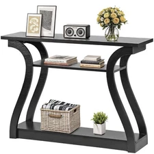 47" Accent Table Console Table Porch Side Table Curved Hallway Living Room Black