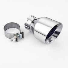Clamp-on 4" Out 2.5" 6.1" Long Dual Wall Exhaust Tip Stainless Steel Angle Cut