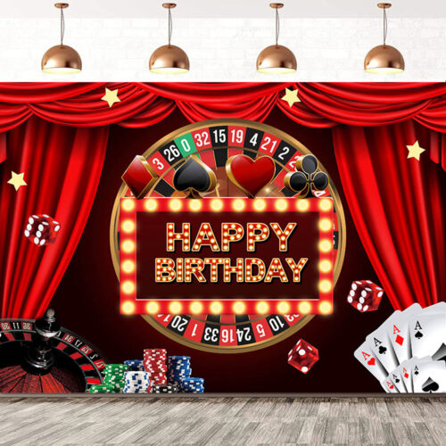 Casino Las Vegas Casino Birthday Banner Background Backdrop Photo Prop Decor - Picture 1 of 8