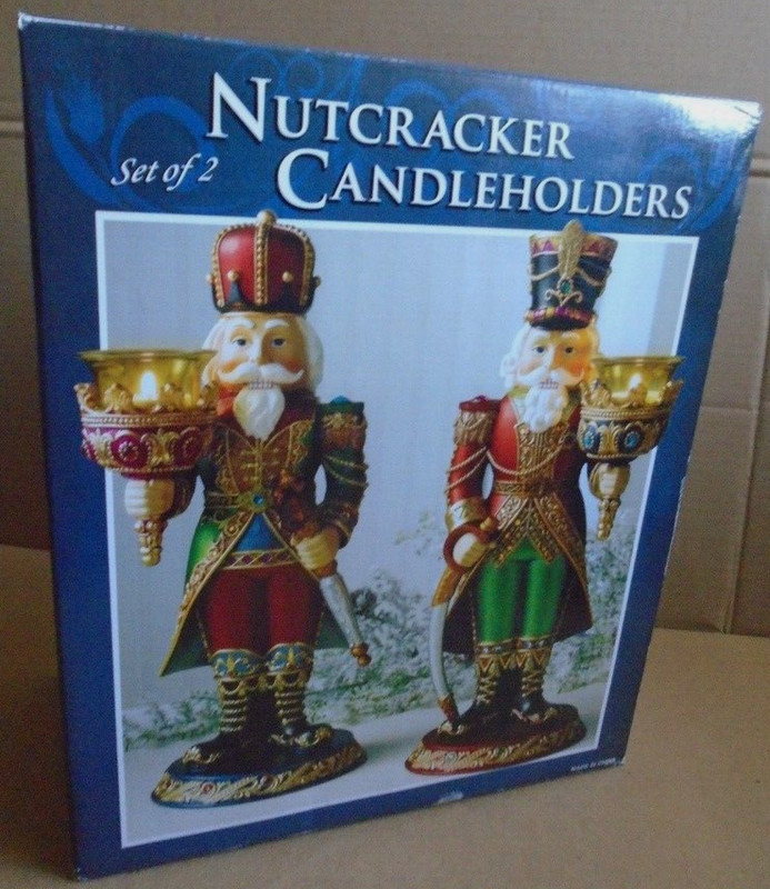 Kirkland Costco Nutcracker Set of 2 Candle Holder King Soldier 13" Tall