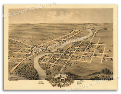 Anoka Minnesota 1869 Historic Panoramic Town Map - 20x28