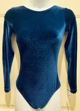 GK LgSLV ADULT CLASSIC SMALL SOLID NAVY VELVET GYMNASTICS DANCE LEOTARD Sz AS