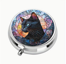 Black Cat pill box medicine Trinket NEW Free Ship 2 Inch Stocking Stuffer