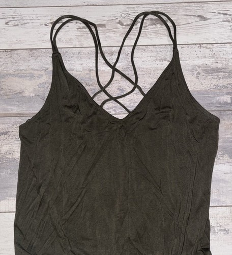GAP Sleeveless Strappy Jumpsuit size L large - Dark Olive Green B - Picture 4 of 11