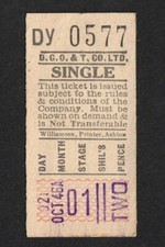 VINTAGE D.G.O & T. Co LTD DEVON GENERAL OMNIBUS & TOURING COMPANY BUS TICKET