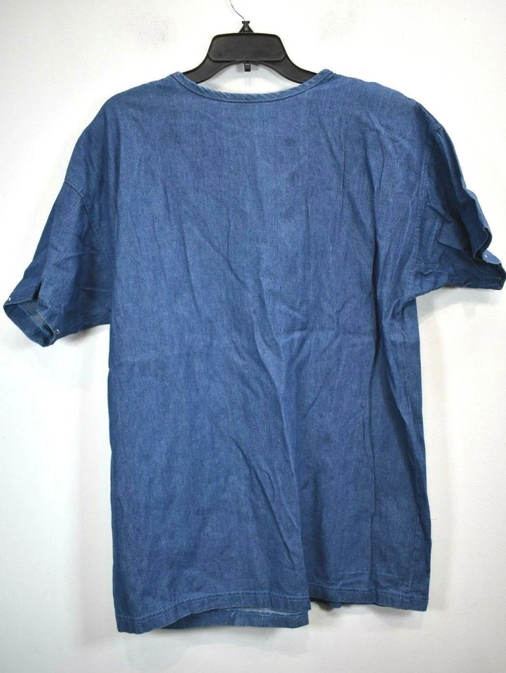 Vintage Super Line Women Aztec Emellished Beaded Short Sleeve Denim Top One Size - Image 2 of 4