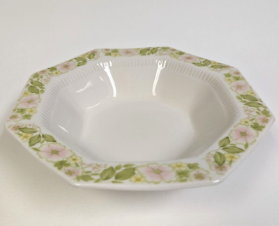Nikko Aurora Pink Flowers Leaves 9'' Octagon Serving Dish Bowl Mid-Century