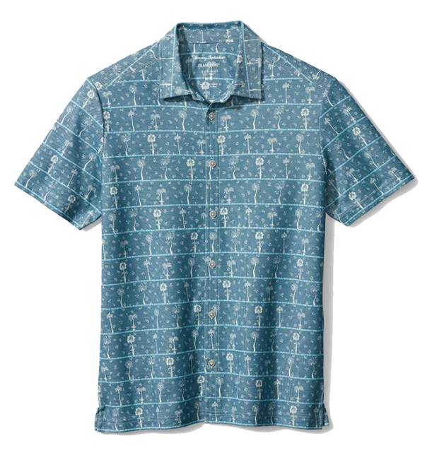 Tommy Bahama Men's Breezeway Palms Camp Shirt , Blue Allure, Size Medium
