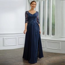 Elegant Mother of the Bride Dresses V-Neck Appliques Chiffon Wedding Guest Gowns