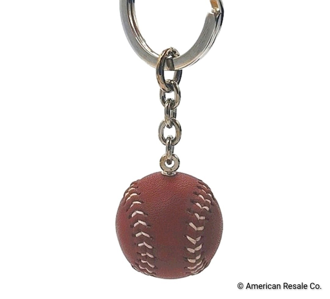 Rare COACH Baseball Keychain Fob CharmReal LeatherNew in Box/Booklet