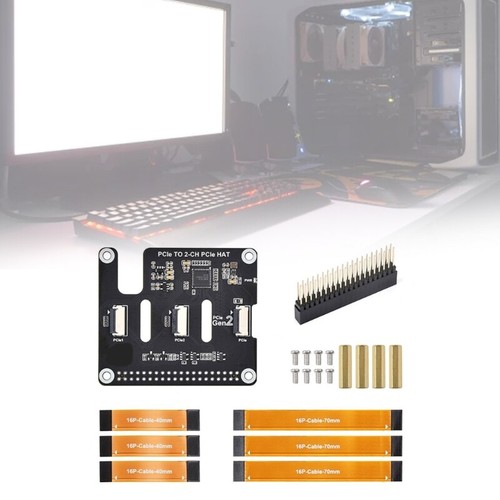 PCIE to 2CH PCIe FFC Double PCIe HAT Board Extension Board For RPi 5 - Afbeelding 2 van 8