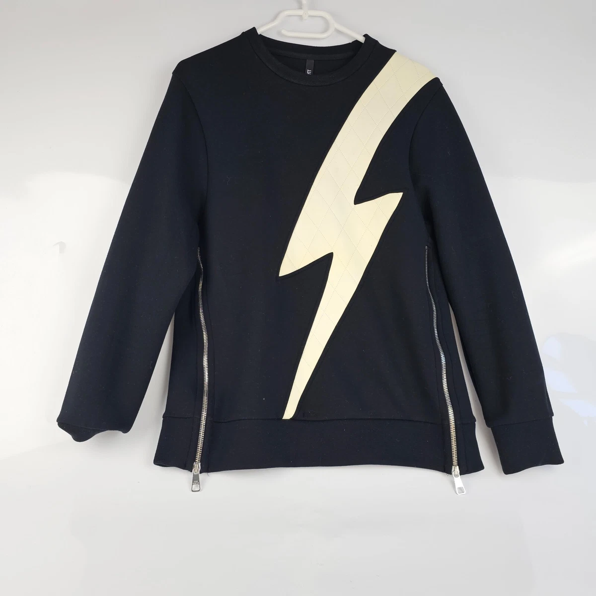 Neil Barrett Bolt Faux Neoprene Sweatshirt Size XS