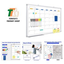 Dry Erase Calendar Whiteboard for Wall, 36" x 24" Magnetic Monthly WhiteBoard...