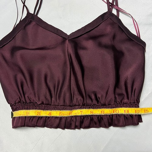 Dress Forum Satin Babydoll Cami Top Sleeveless Blouse Halter Burgundy Size Sm - Picture 8 of 10