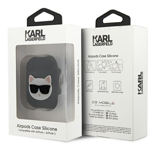 Hülle Case AirPods 1 und 2 Karl Lagerfeld schwarz Silikon Cover - Bild 3 von 3