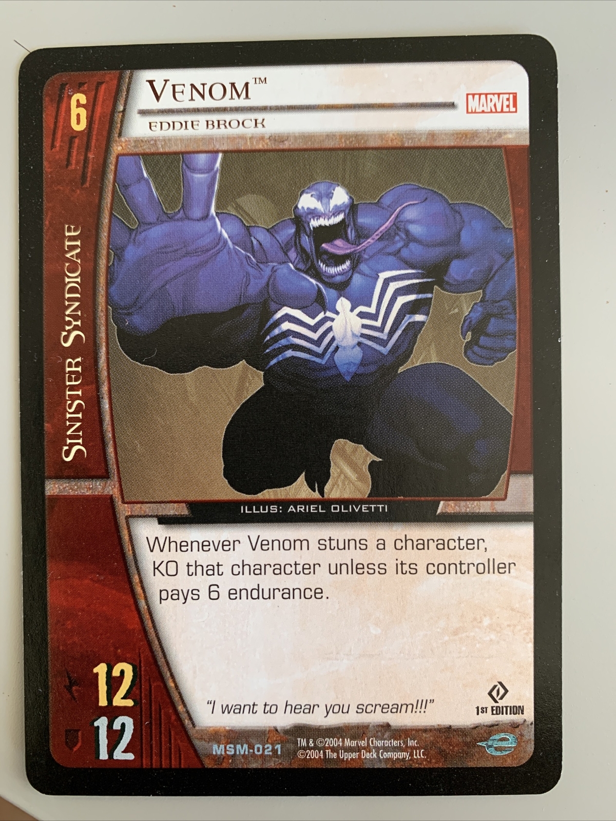 2004 Upper Deck - Marvel VS System 1st Edition "Vemon" - #MSM-021