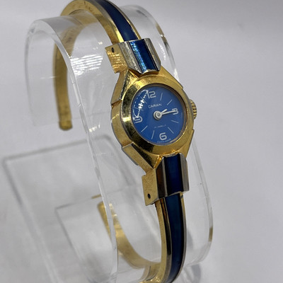 Vintage Caran Ladies Swiss Mechanical Watch 17 Jewels Blue 