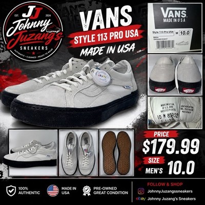 Vans Style 113 Pro USA White Black Leather Suede Size 10 Made In USA OG Box