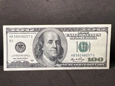 Series 2006 US One Hundred Dollar Bill Note $100 New York HB 58248257 Q