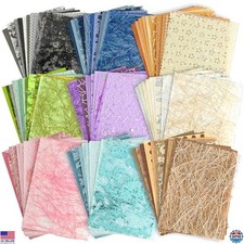 Vibrant 108 Sheet Scrapbook Paper & Mesh Fabric Set - 9 Designs, 3.9x5.5 Inch