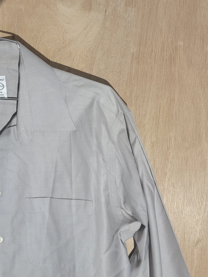 Мужская сорочка Pronto Uomo 15,5 32/33 серая с длинным рукавом на пуговицах спереди не железная - Изображение 3 из 4