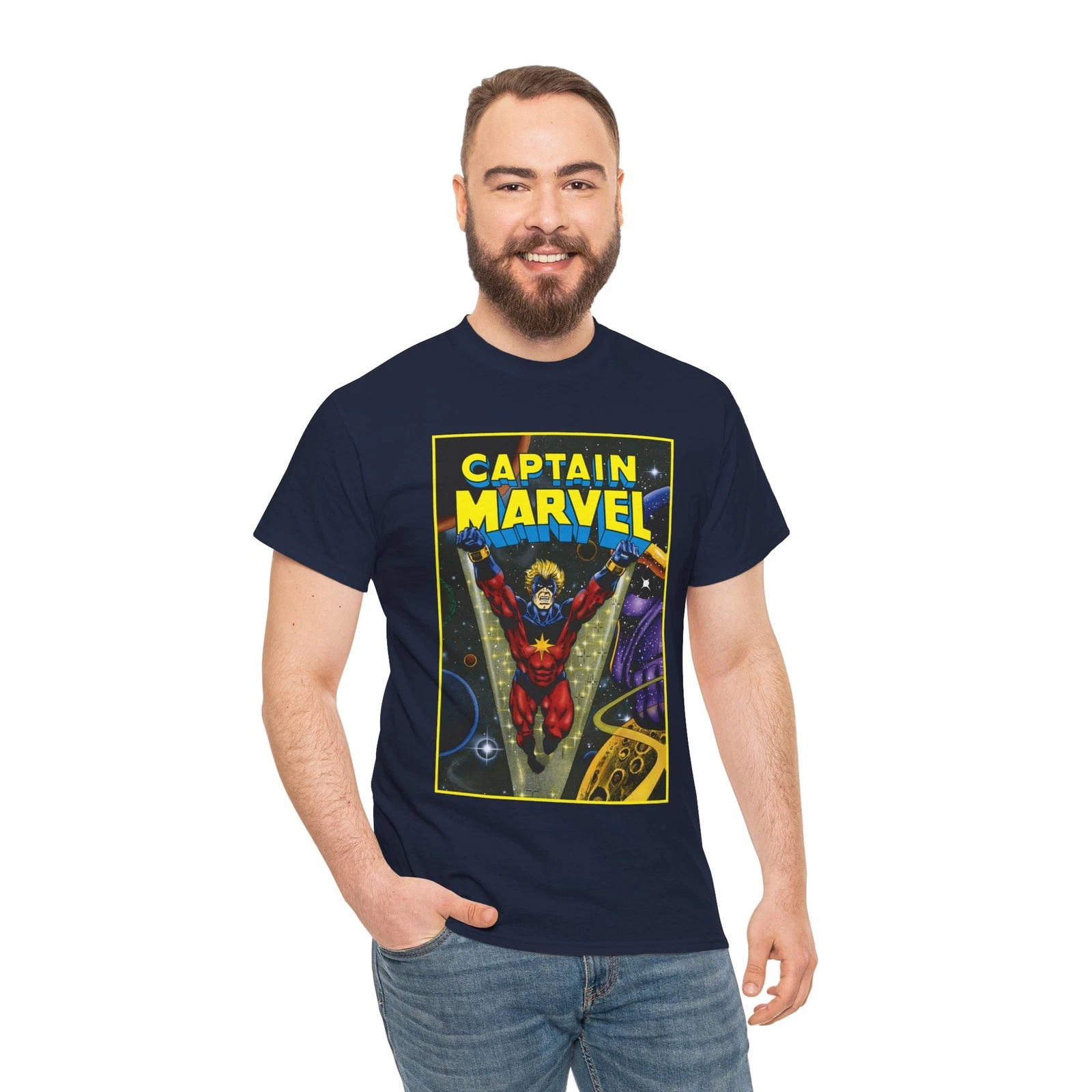 Captain Marvel T-Shirt - Jim Starlin Art - Mar-Vell - Thanos - Marvel Comics