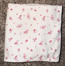 Carter's Pink Roses Floral Flowers White Jersey Knit Baby Crib Blanket READ