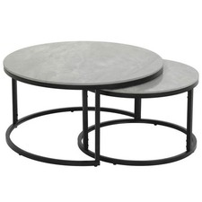 Set Di 2 Tavolini Da Centro, Aspetto Marmo, Grigio/Nero - A