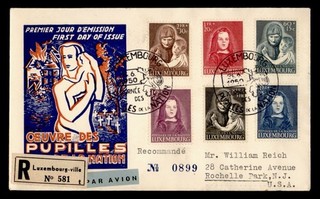 DR WHO 1950 LUXEMBOURG FDC PEOPLE OF THE NATION COMBO SEMI POST R82788