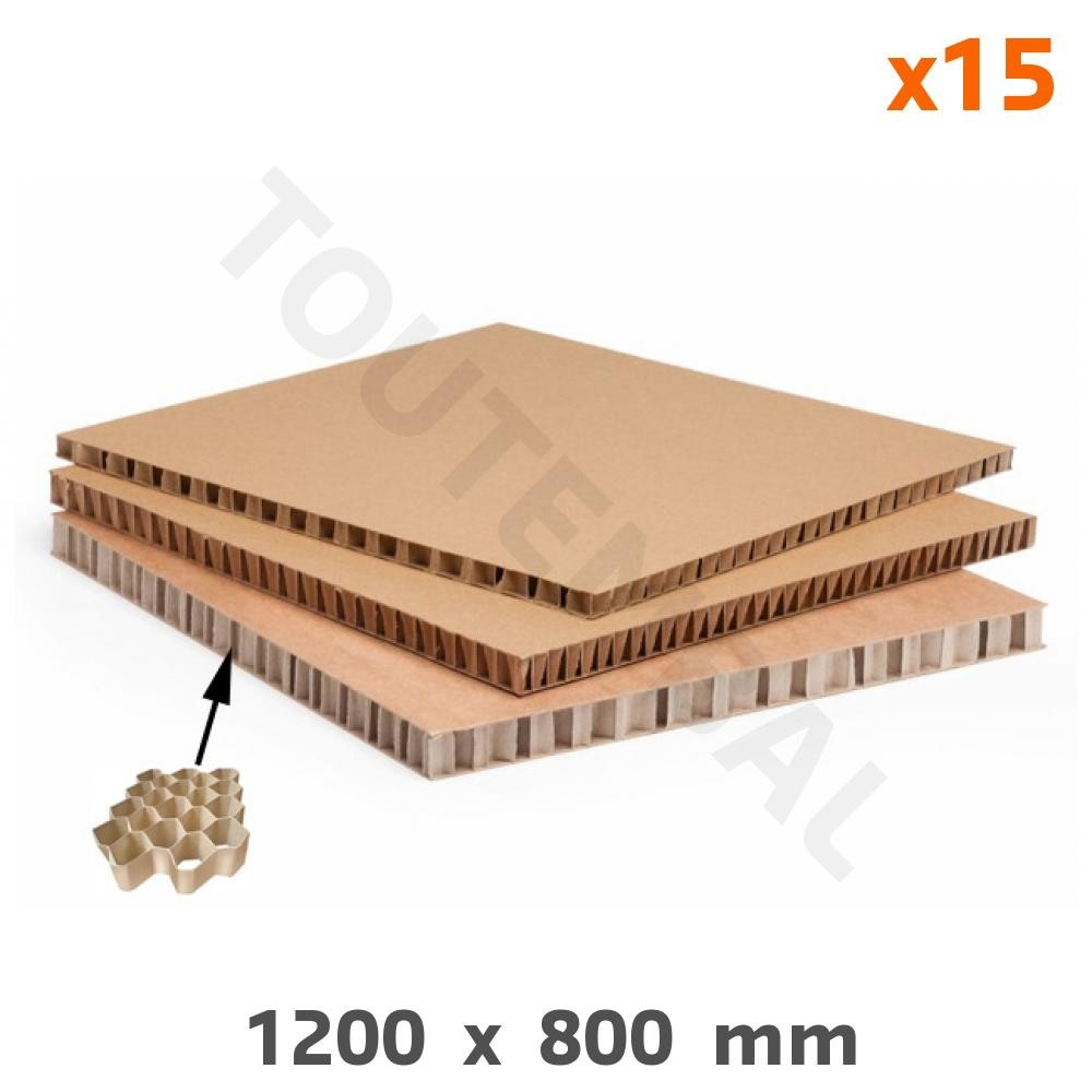 Panneau carton nid d'abeille 1200x800x15 mm anti-choc pour calage de palette