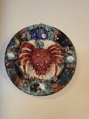 Majolica Tromp L'oeil Crab Dish, Alvaro Jose, Caldas Da Rainha