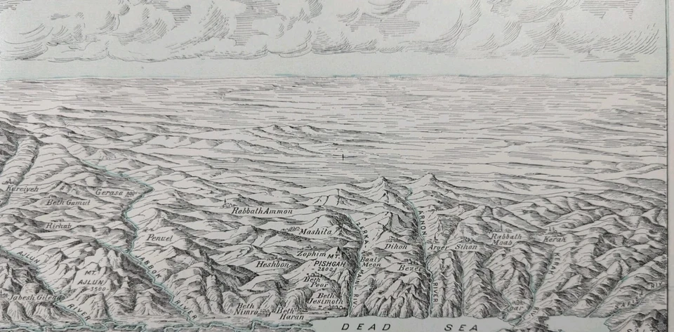 Mapa de TIERRA SANTA 1901 22"x14" Antiguo Antiguo Original BELÉN JERUSALÉN  Foto 4 de 4