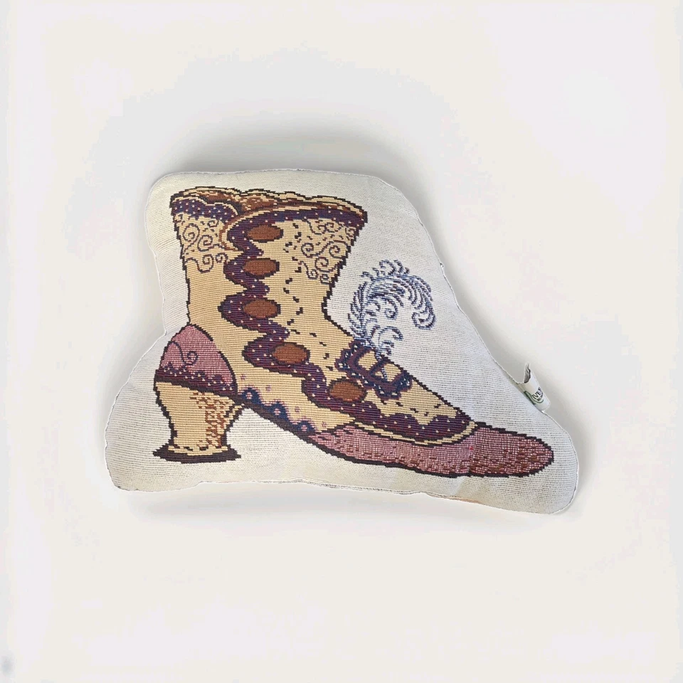 VTG Victorian Shoes Tapestry Throw Accent Pillows Boudoir Decorative Cottage x2 - Image 4 of 4