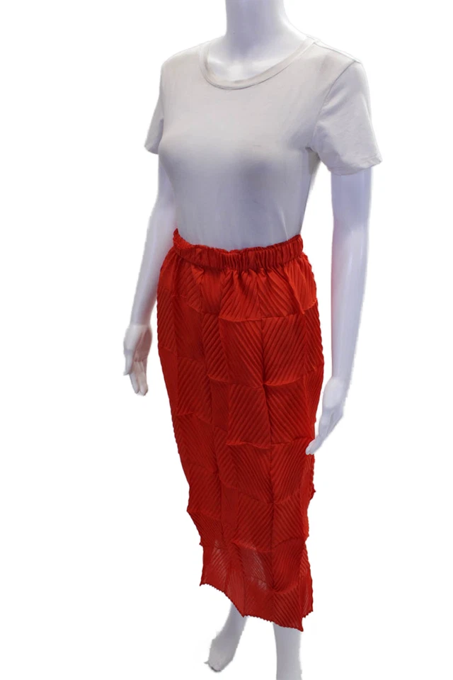 Maxi falda plisada Alpha 60 para mujer color rojo amapola talla grande Foto 2 de 4