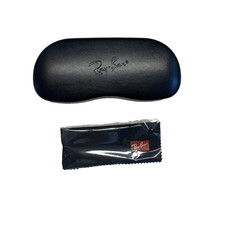 RayBan Hard Clam Shell Sunglasses Glasses Case Black W/ Cleaning Cloth Travel