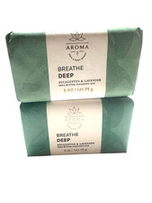 2 Bath Body Works BREATHE DEEP Set EUCALYPTUS  LAVENDER Shea CLEANSING BAR SOAP