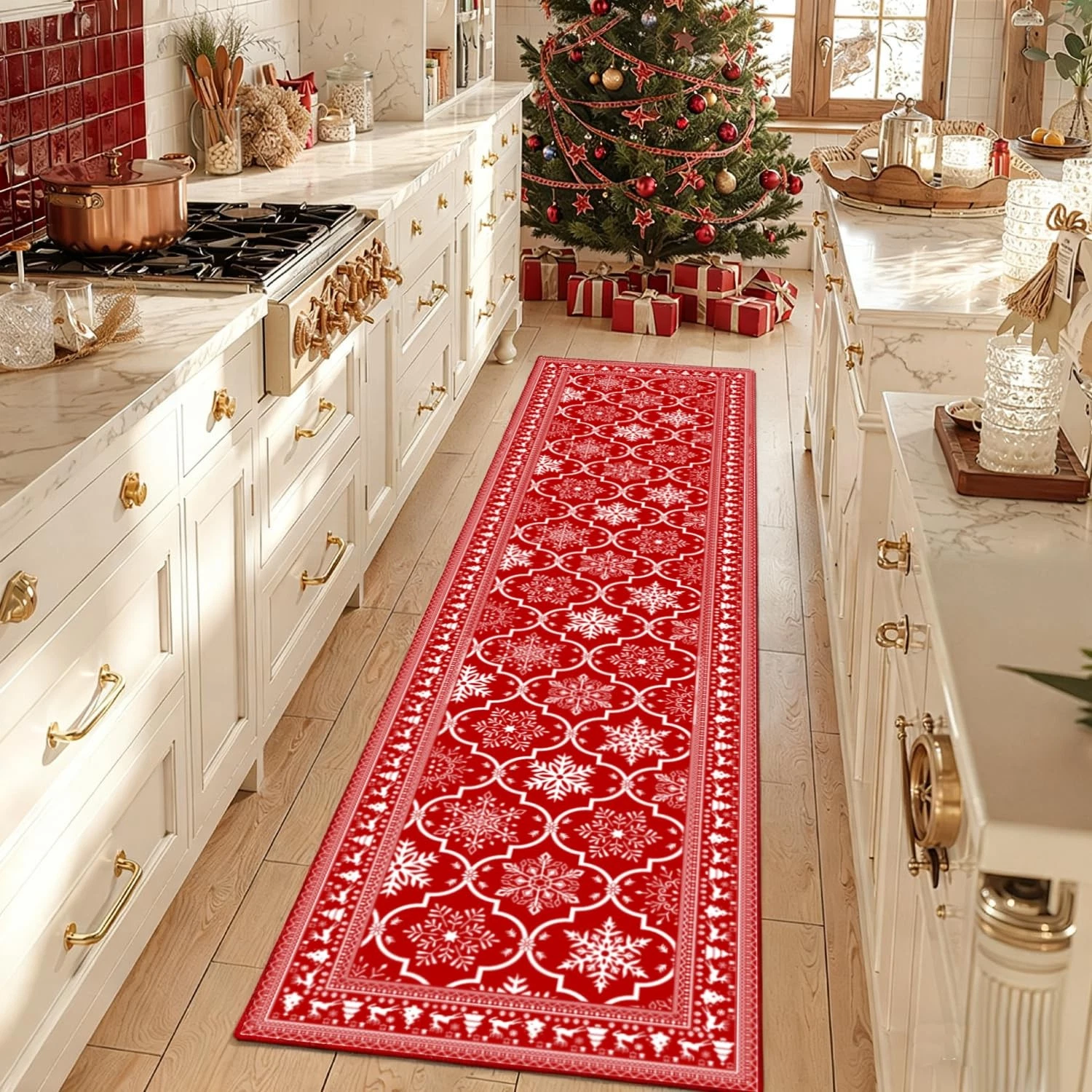 Yamaziot Christmas Snowflake Runner Rug