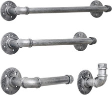 4-Pieces Industrial Pipe Towel Holder Set, Rustic Steel Towel Rack Kit, Farmhous