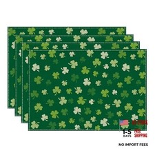 Green Shamrocks St. Patrick's Day Placemats Placemats Set of 4 12x18 Inch
