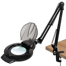 10X Magnifying Glass with Light and Stand, 2200 Lumens Stepless Dimmable LED ...