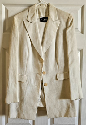 Vintage Cacharel Women's Linen Suit Sz 40 (XS) Cream Italian Fabric 2-Piece READ